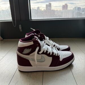 Nike Burgundy and White High-Top Sneakers
